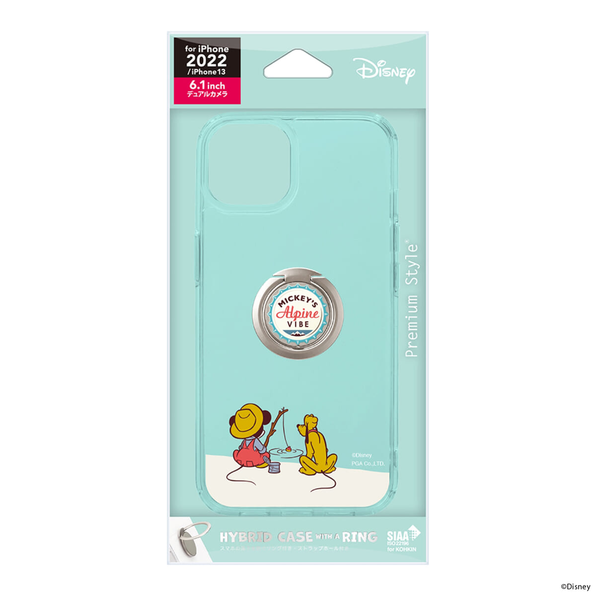 PGA ディズニー「iPhone 14用 リング付 抗菌ハイブリッドケース」ミッキーマウス（パッケージ）