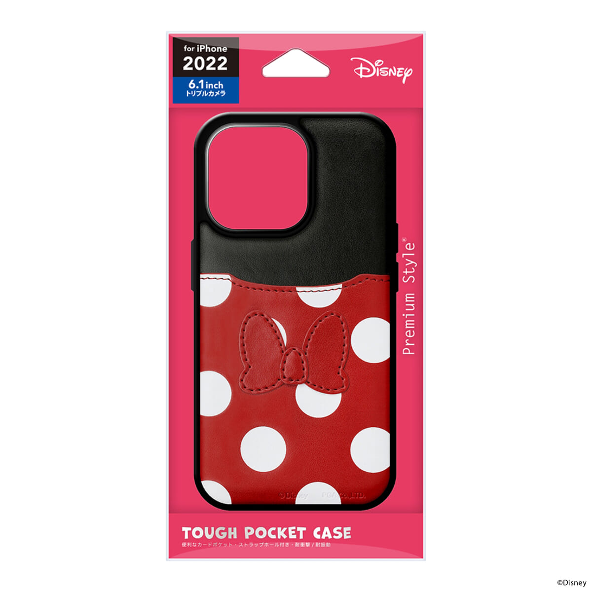 PGA ディズニー「iPhone 14用 タフポケットケース」ミニーマウス（パッケージ）