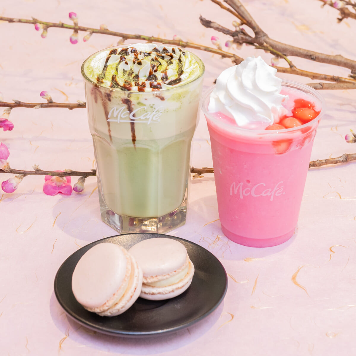 マクドナルド McCafe by Barista「いちごみるく白玉フラッペ」「ダブルチョコ宇治抹茶ラテ」