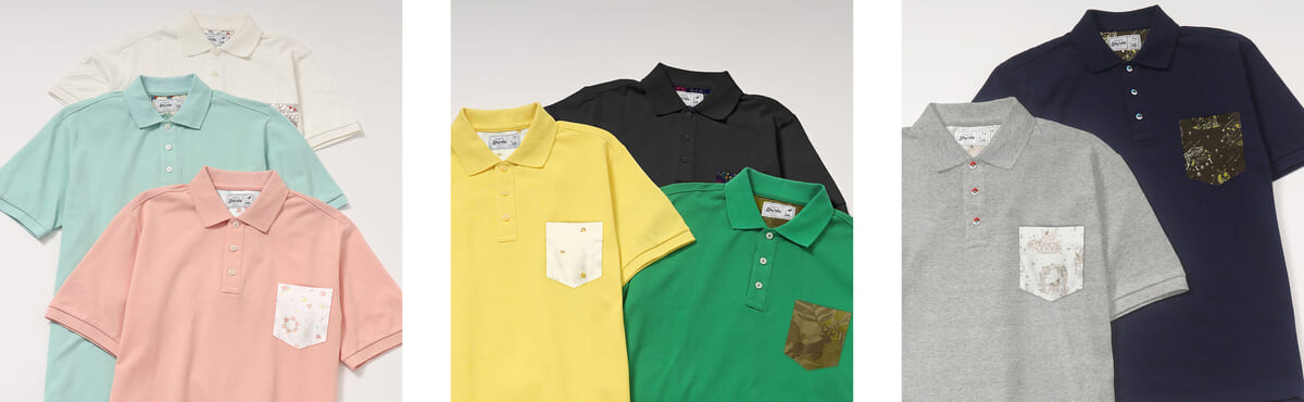 ポロシャツのポケット生地に、ジョウト地方のポケモン100種の柄が登場！ポケモンシャツ『ポケットモンスター 赤・緑・金・銀・ルビー・サファイア・ソード・シールド』