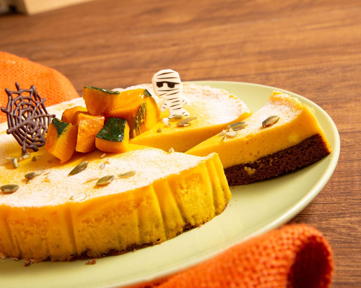 かぼちゃのベイクドチーズケーキ　断面