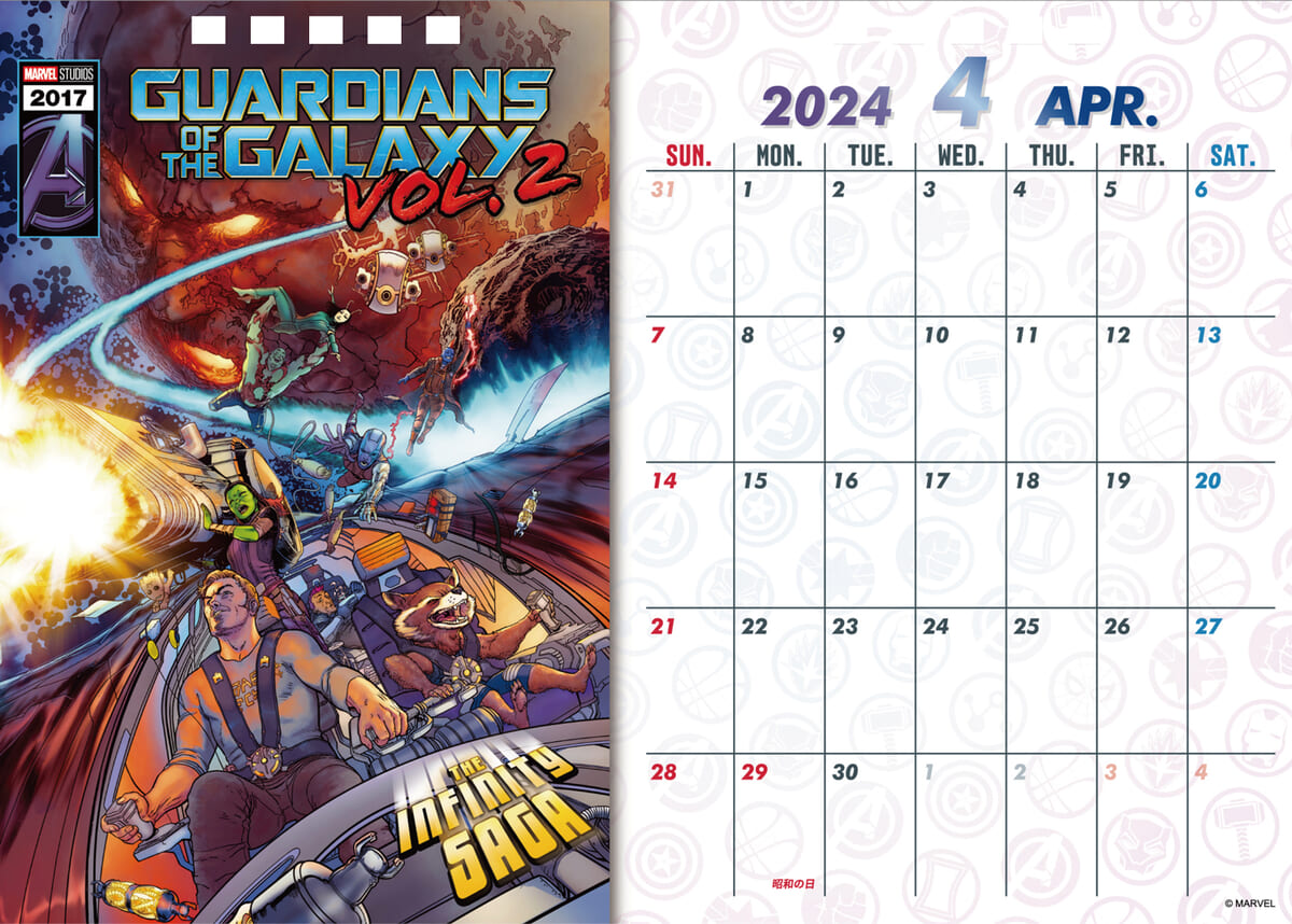 インロック「MARVEL（マーベル）INFINITY SAGA」2024 卓上カレンダー　4月