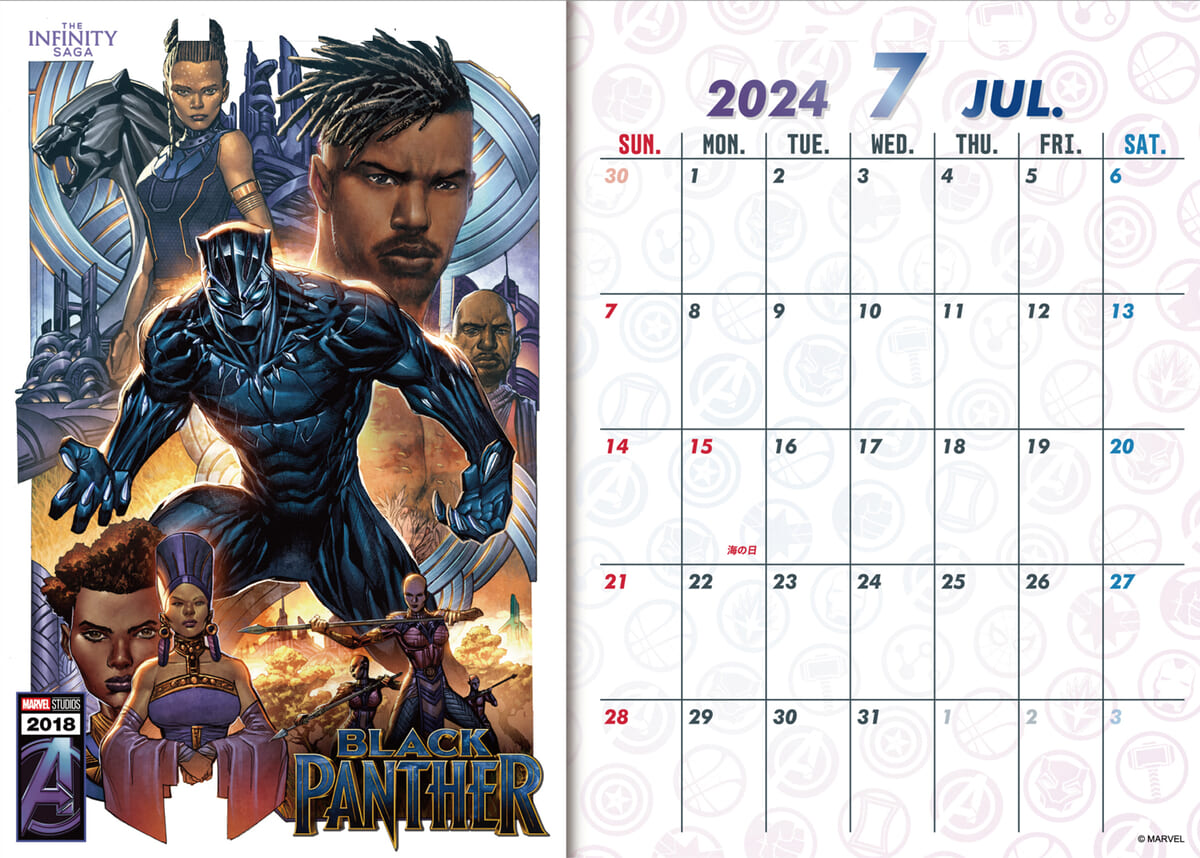 インロック「MARVEL（マーベル）INFINITY SAGA」2024 卓上カレンダー　7月