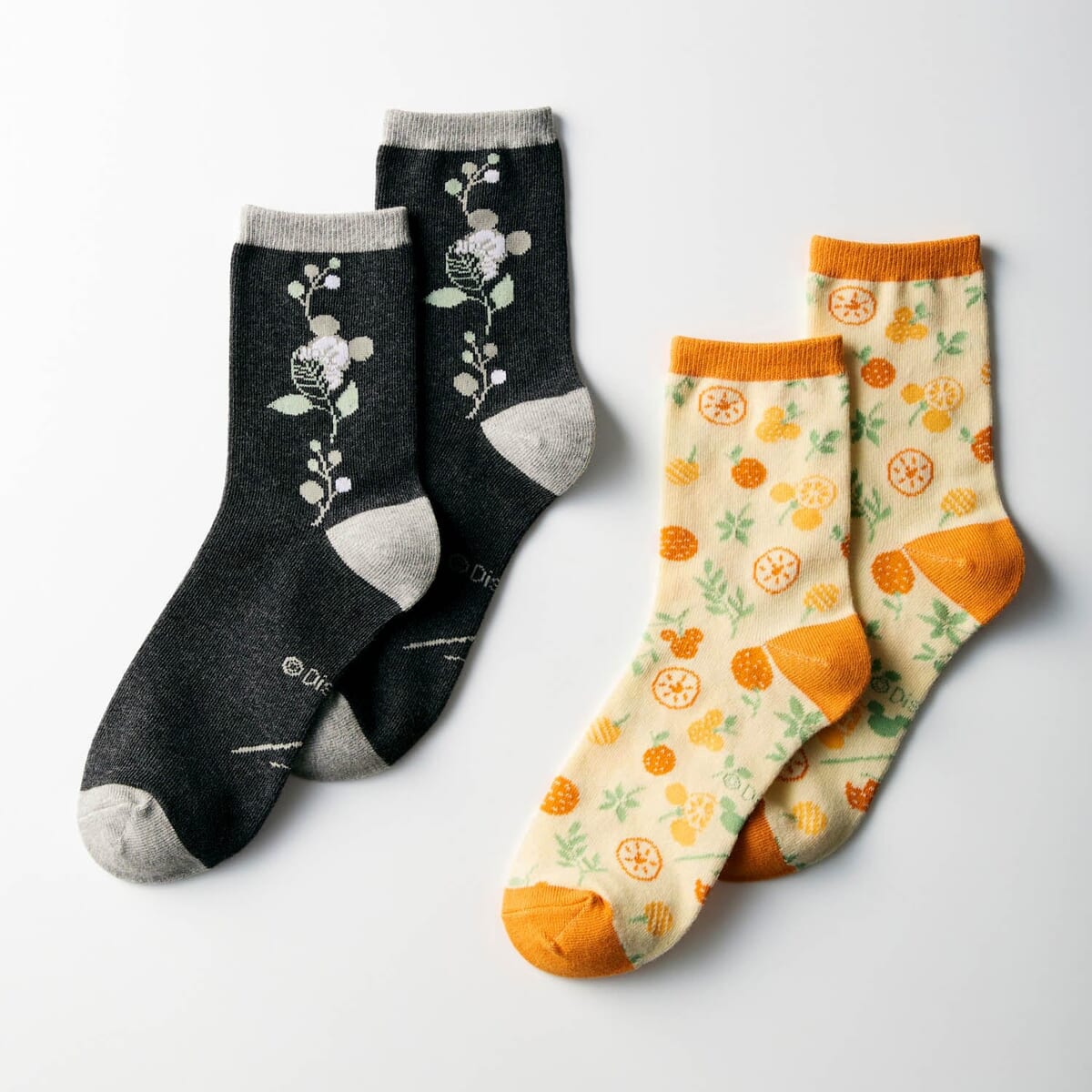 クルー丈靴下2柄セット　ミッキー