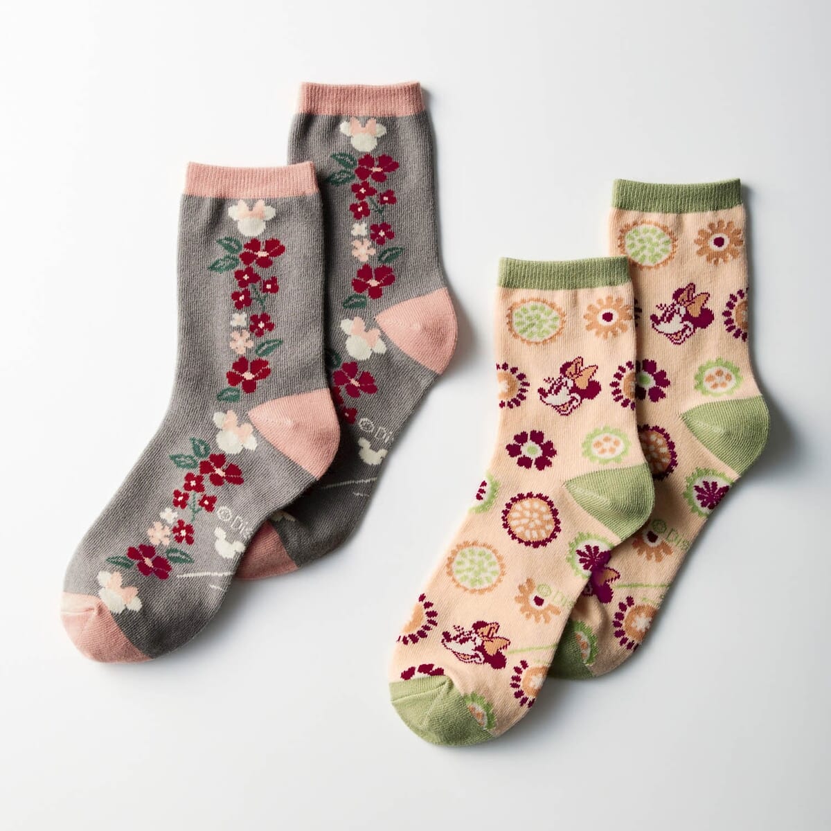 クルー丈靴下2柄セット　ミニー