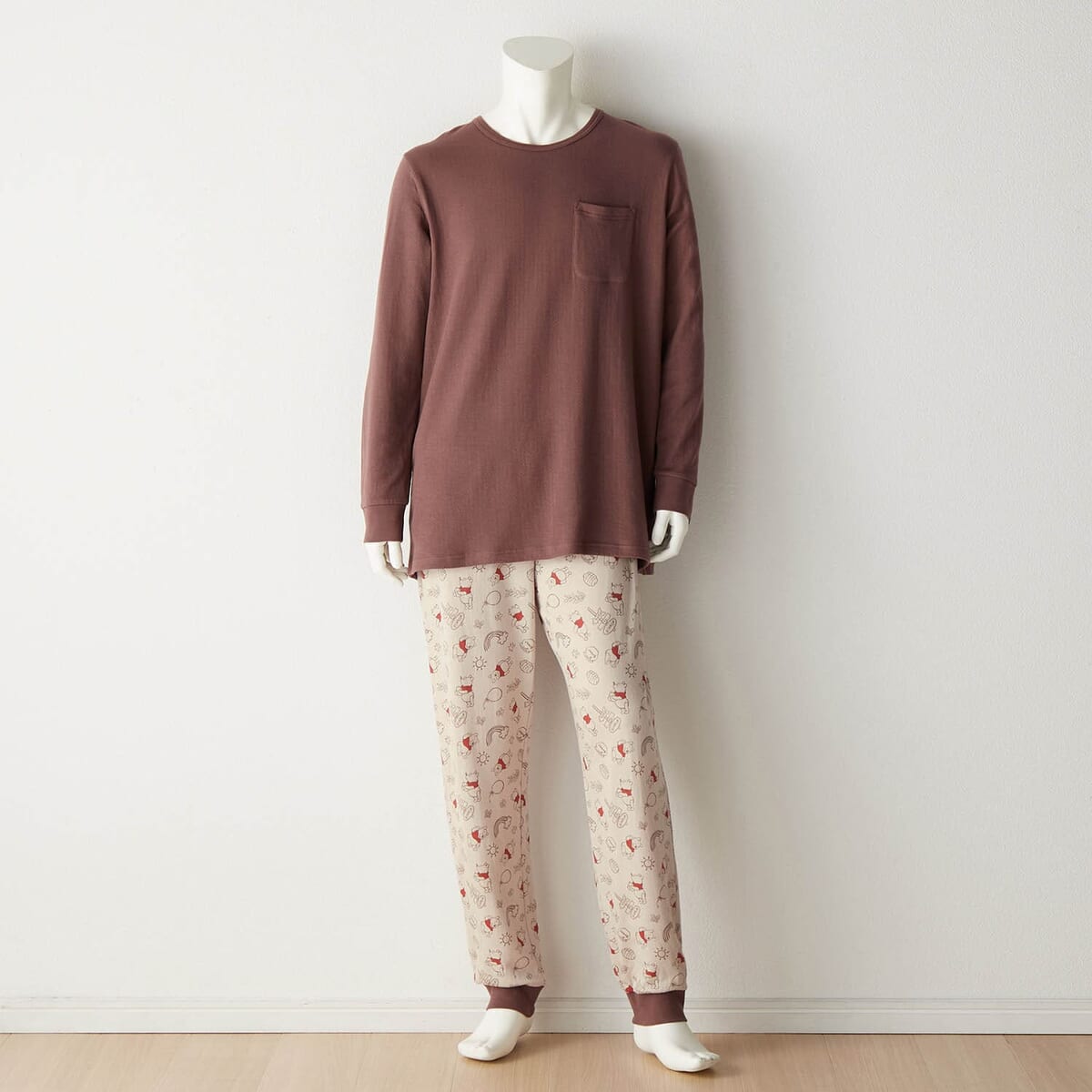 メンズやわらか綿長袖パジャマ プーさん