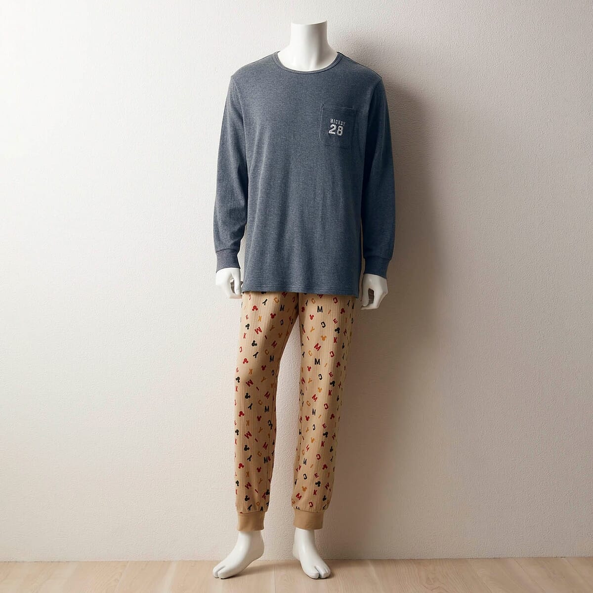 メンズやわらか綿長袖パジャマ ミッキー