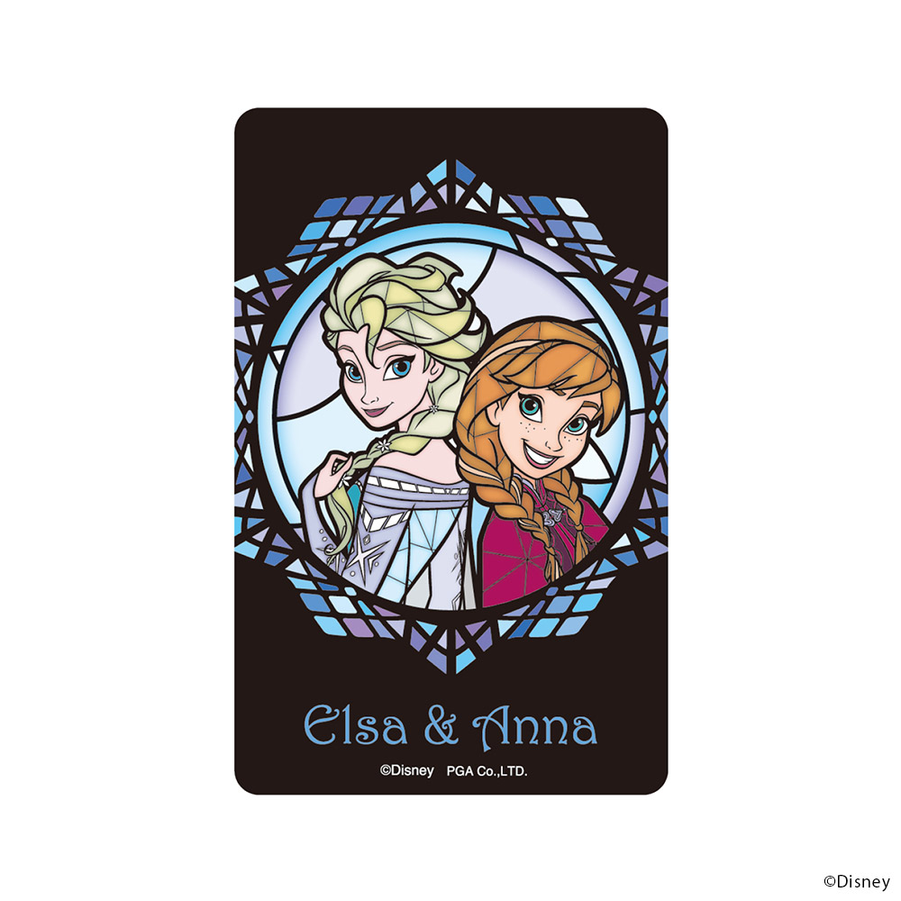 ステンドグラス風デザインICカード用ステッカー　アナと雪の女王
