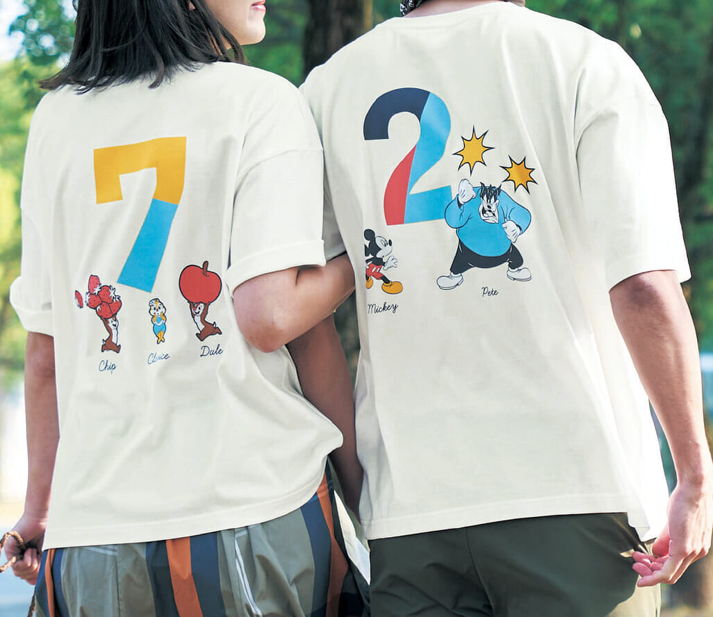 0〜9の数字と家族全員で楽しめるミッキー＆フレンズのプリント入り！ベルメゾン ディズニー「ナンバーTシャツ」