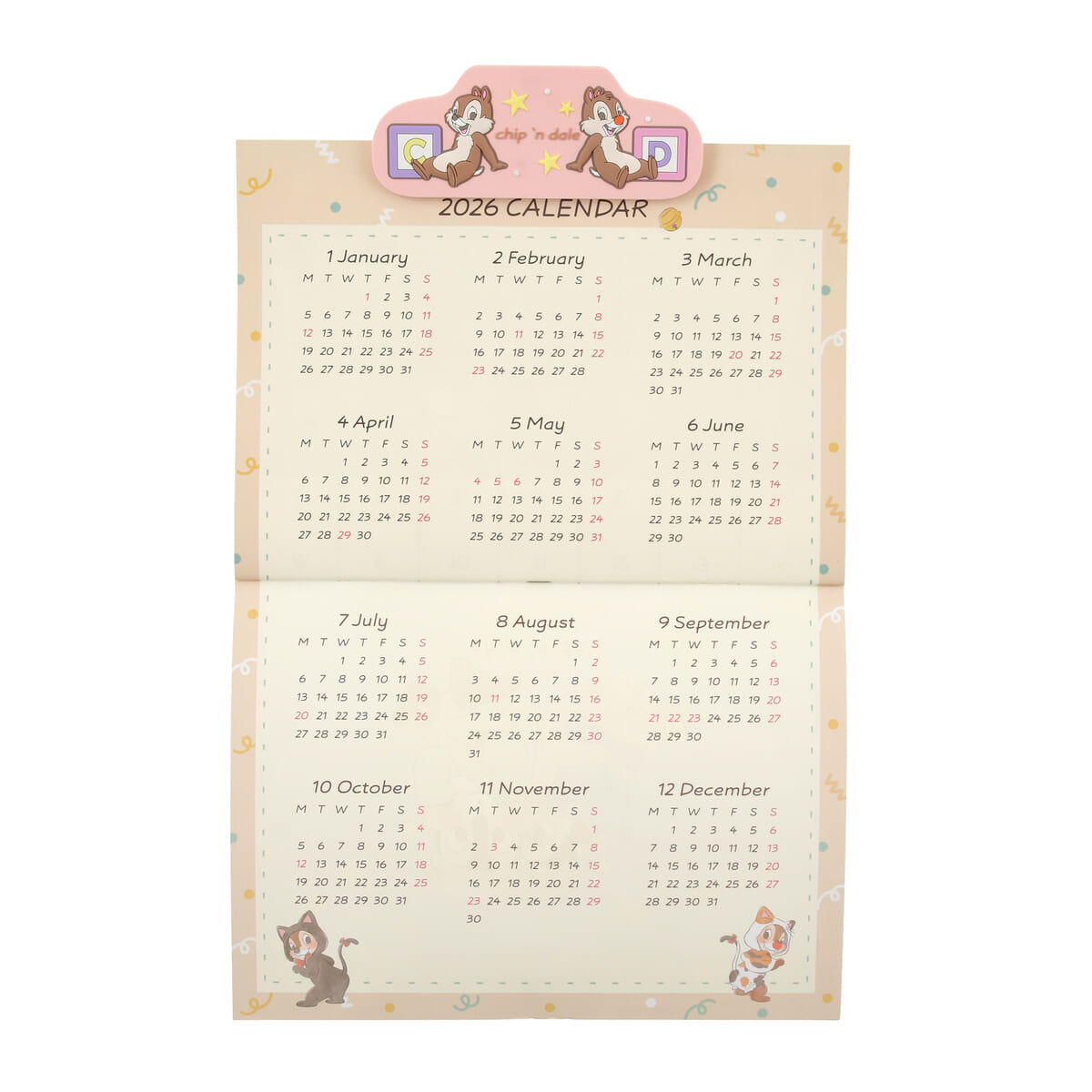 02チップ＆デール 壁掛けカレンダー クリップ付き Calendar＆Organizer 2025