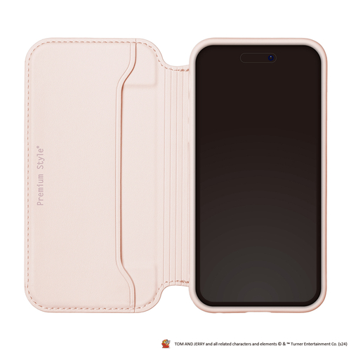 手帳型ケース　iPhone16Pro対応　ピンク　開いたところ