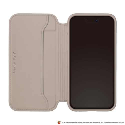 手帳型ケース　iPhone16対応　グレー　開いたところ