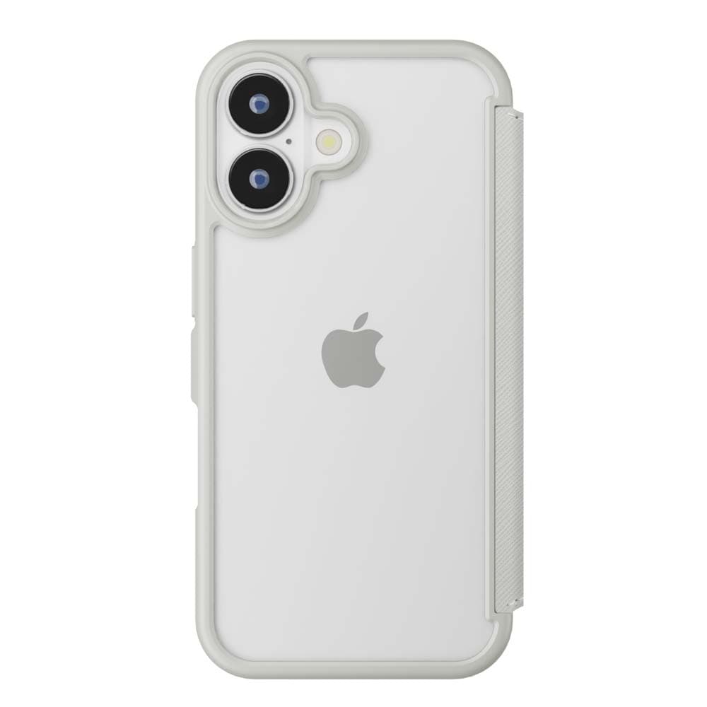 iPhone 16用 ガラスフリップケース [サフィアーノ調/グレー]2