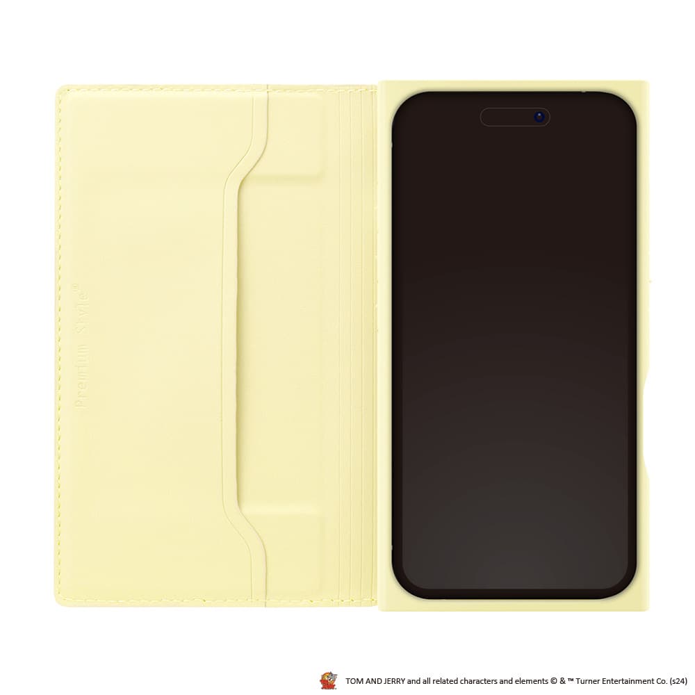 トムとジェリー　iPhone16・iPhone16Pro対応　手帳型ケース　ジェリー　開いた様子