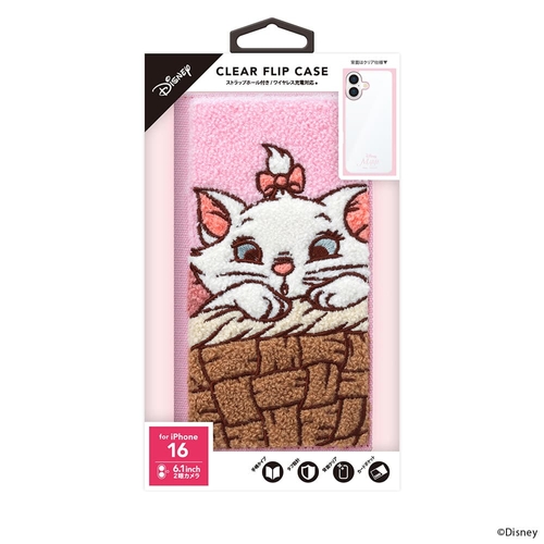 PGA iPhone16「ディズニークリアフリップ・サガラ刺繍」