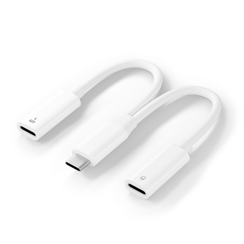 USB-C充電ポート付 USB-C to USB-C イヤホン変換アダプタ（ホワイト）