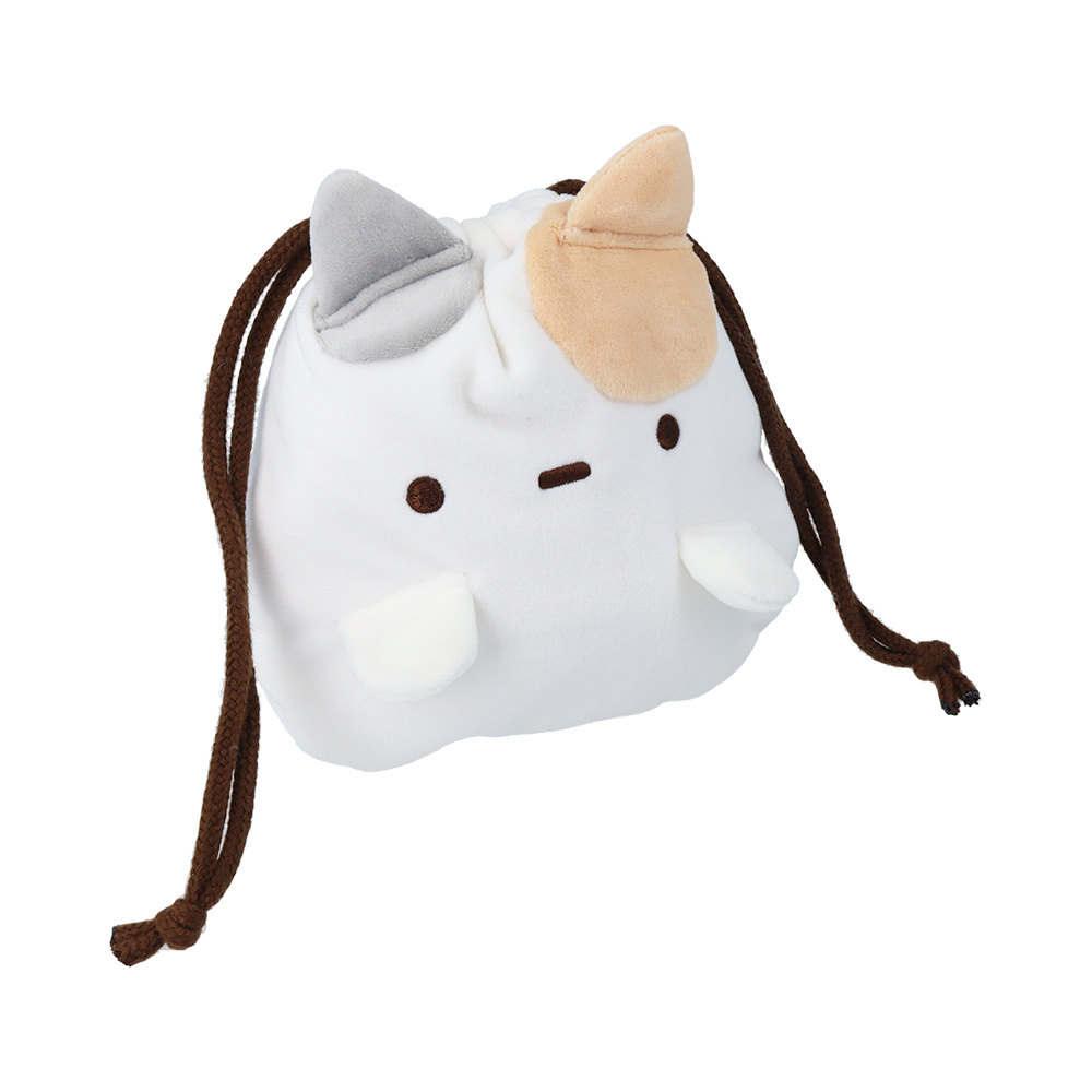 ぬいぐるみ巾着　ミケ（使用イメージ）