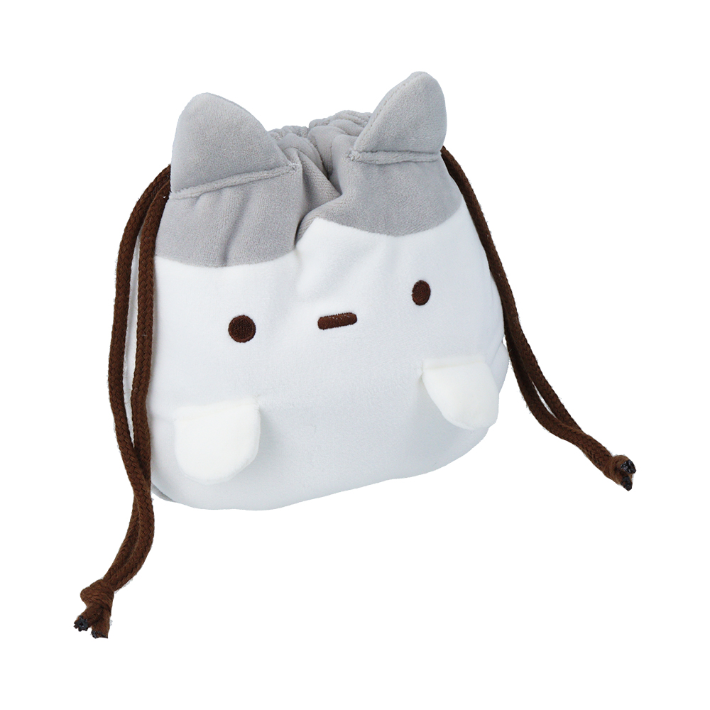 ぬいぐるみ巾着　ハチワレ（使用イメージ）
