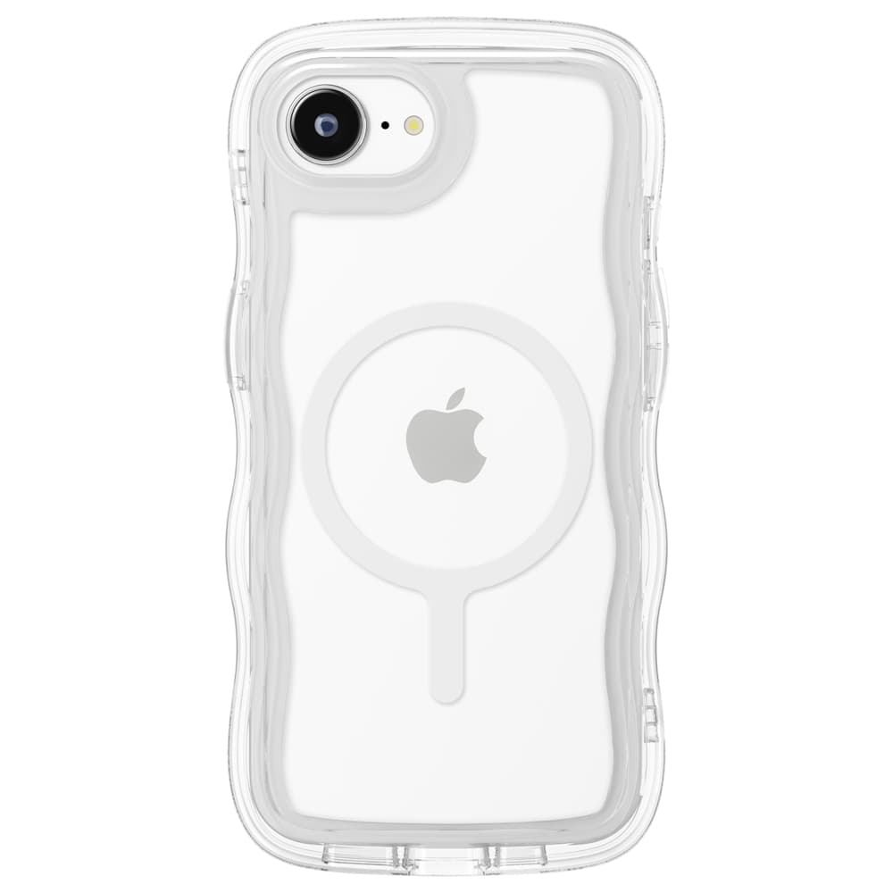 iPhone 16e用 MagSafe対応 ウェーブ エアクッションケース　クリア（背面）