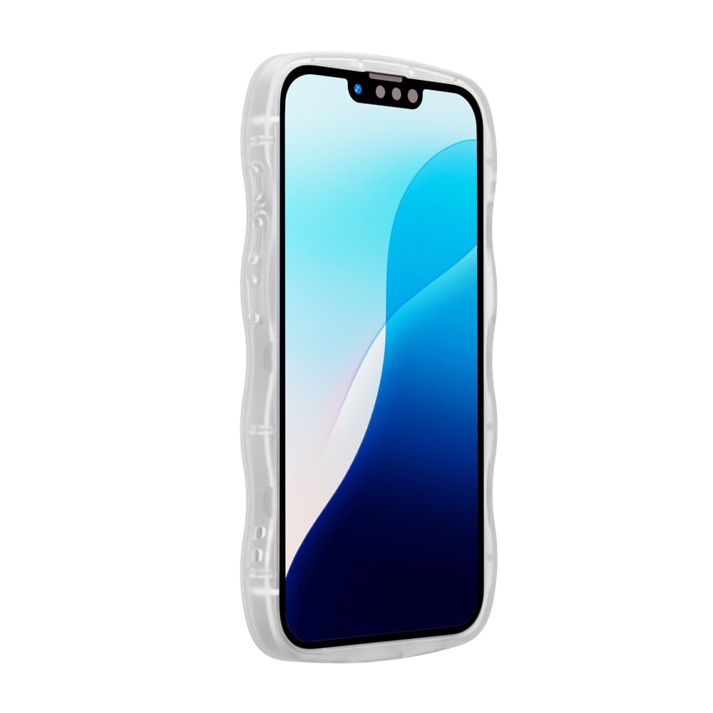 iPhone 16e用 ウェーブケース　クリア（装着イメージ）液晶面
