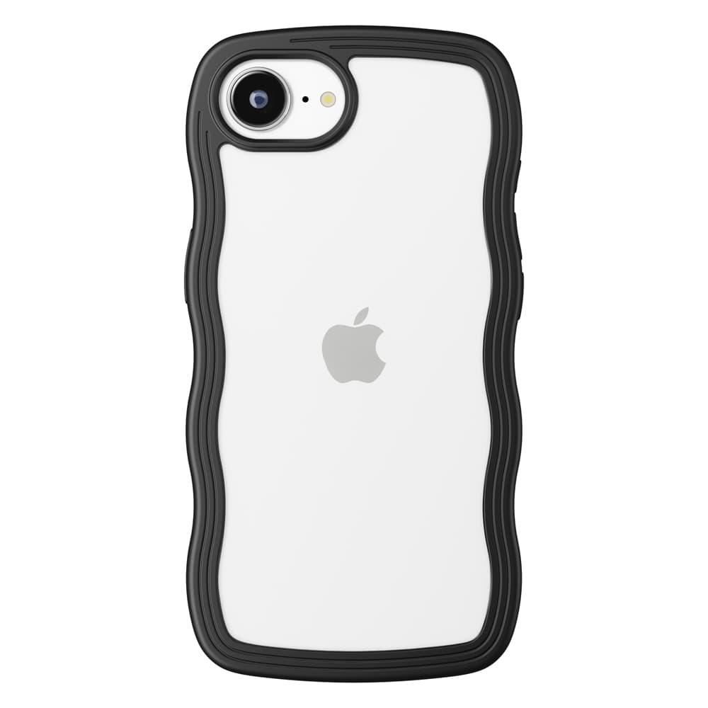 iPhone 16e用 ウェーブケース　ブラック（装着イメージ）