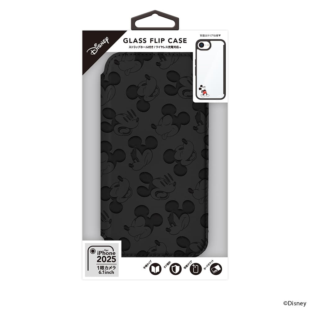 iPhone 16e用 ガラスフリップケース（ミッキーマウス）パッケージ