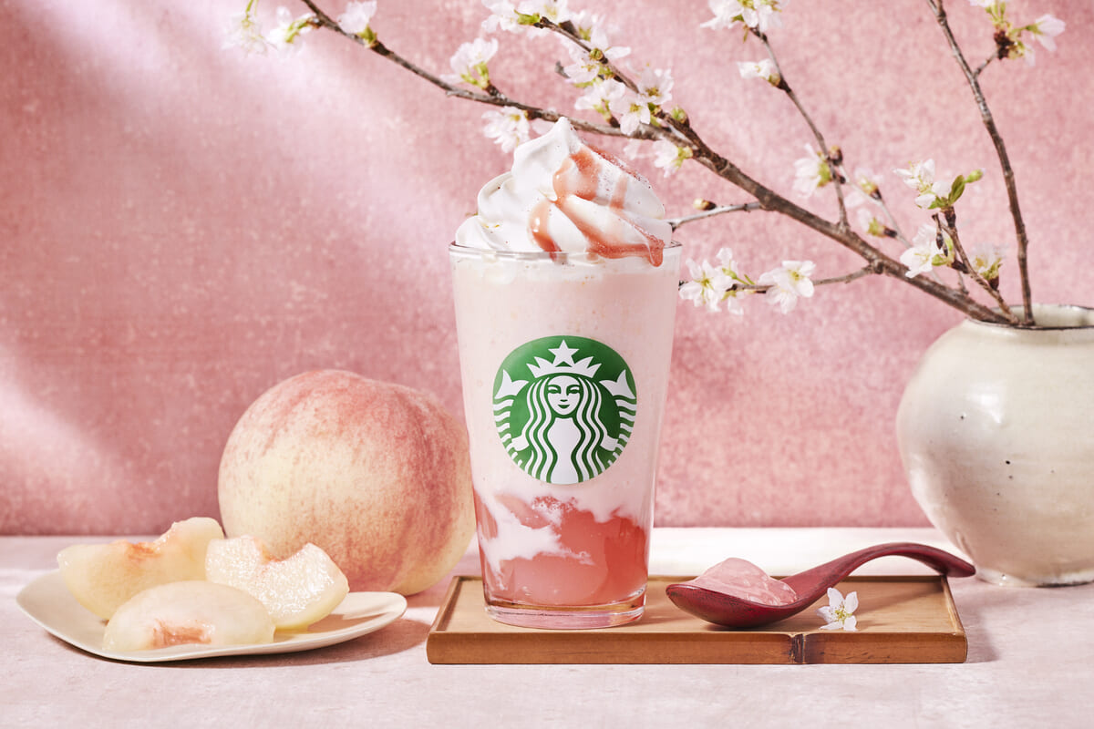 スターバックス「白桃と桜わらびもち フラペチーノ」