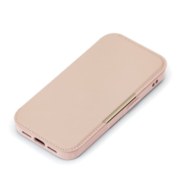 iPhone 16e用 ガラスフリップケース [サフィアーノ調/ピンク]1