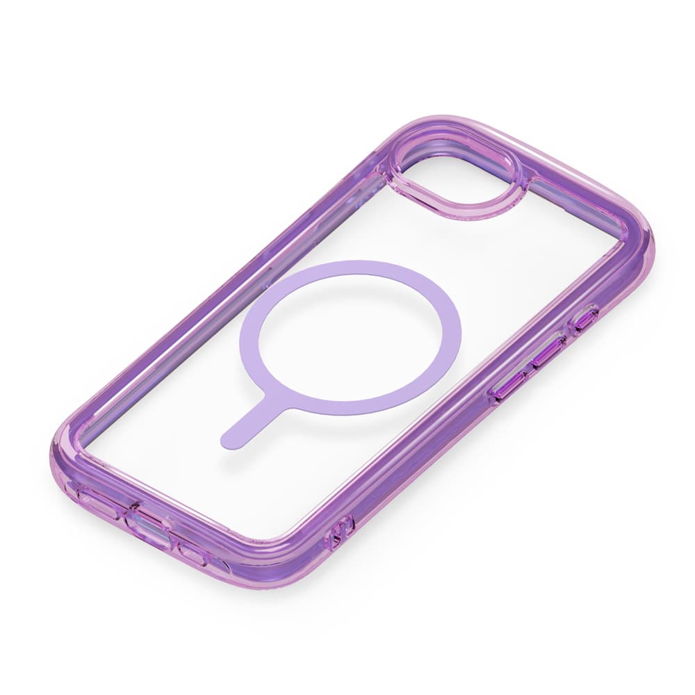 PGA Premium Style「iPhone 16e用 MagSafe対応 エアクッションケース」ネオンパープル1