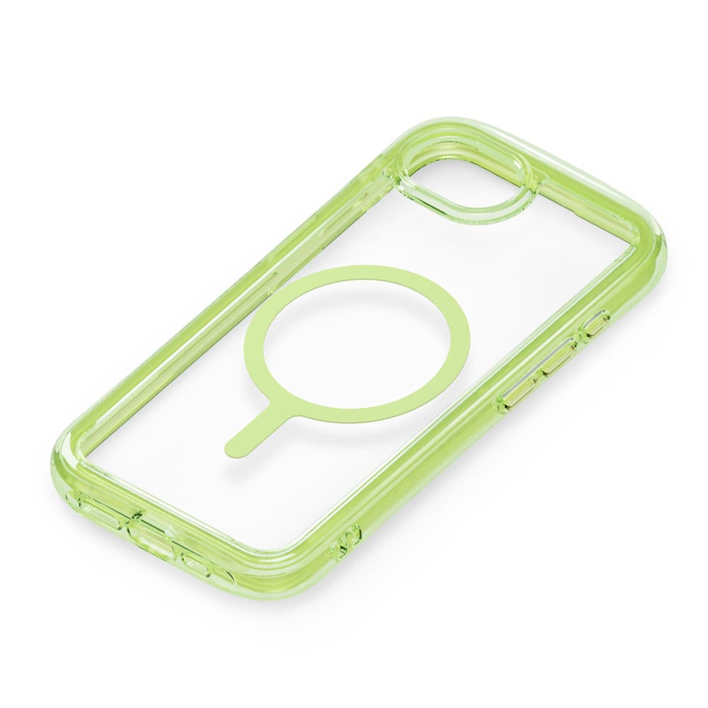 PGA Premium Style「iPhone 16e用 MagSafe対応 エアクッションケース」ネオングリーン1