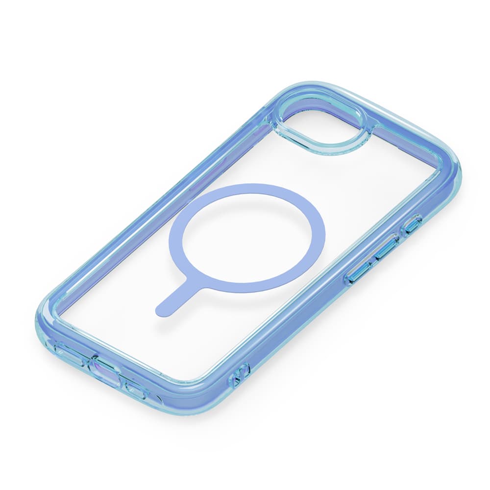 PGA Premium Style「iPhone 16e用 MagSafe対応 エアクッションケース」ネオンブルー1