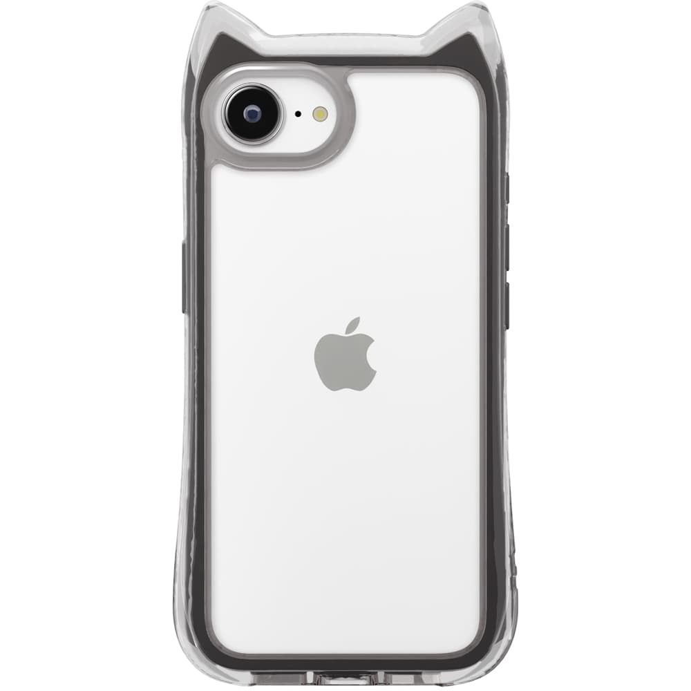 iPhone 16e用 ネコミミ エアクッションケース　ブラック（背面）