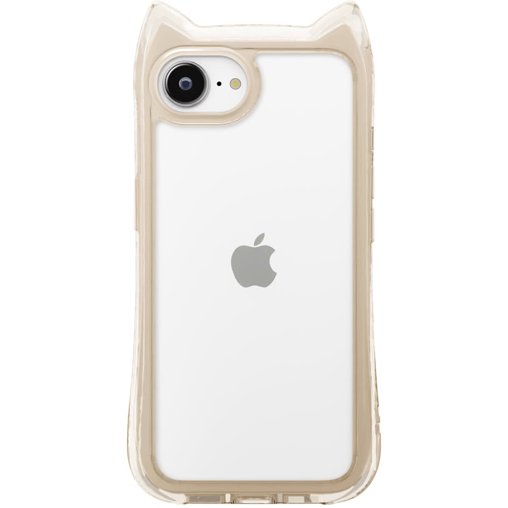 iPhone 16e用 ネコミミ エアクッションケース　ベージュ（背面）