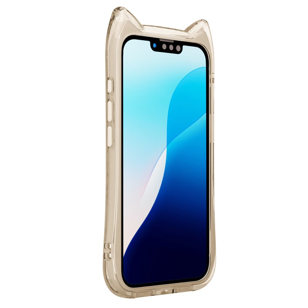 iPhone 16e用 ネコミミ エアクッションケース　ベージュ（液晶）