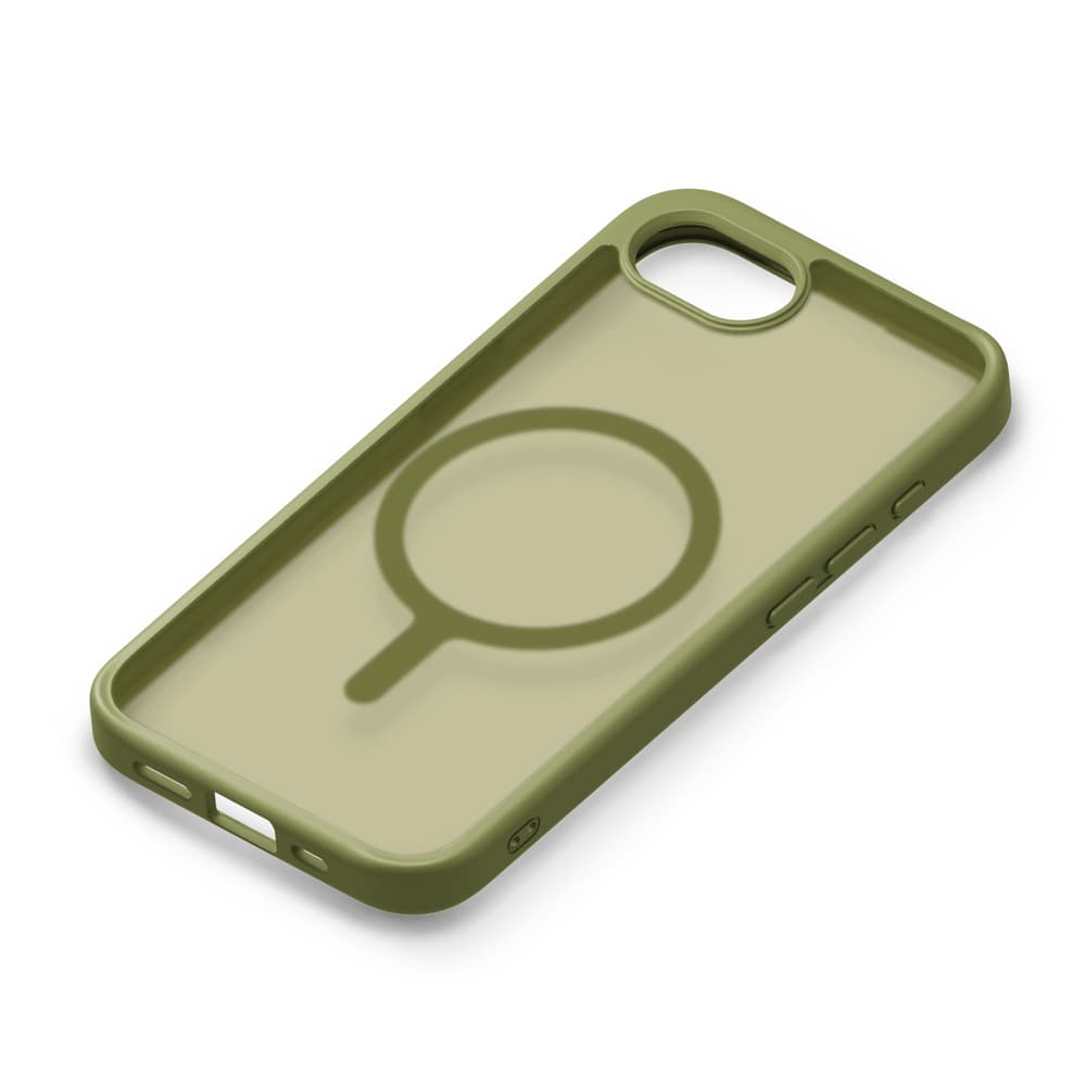 PGA Premium Style「iPhone 16e用 MagSafe対応 ハイブリッドケース」マットカーキー1