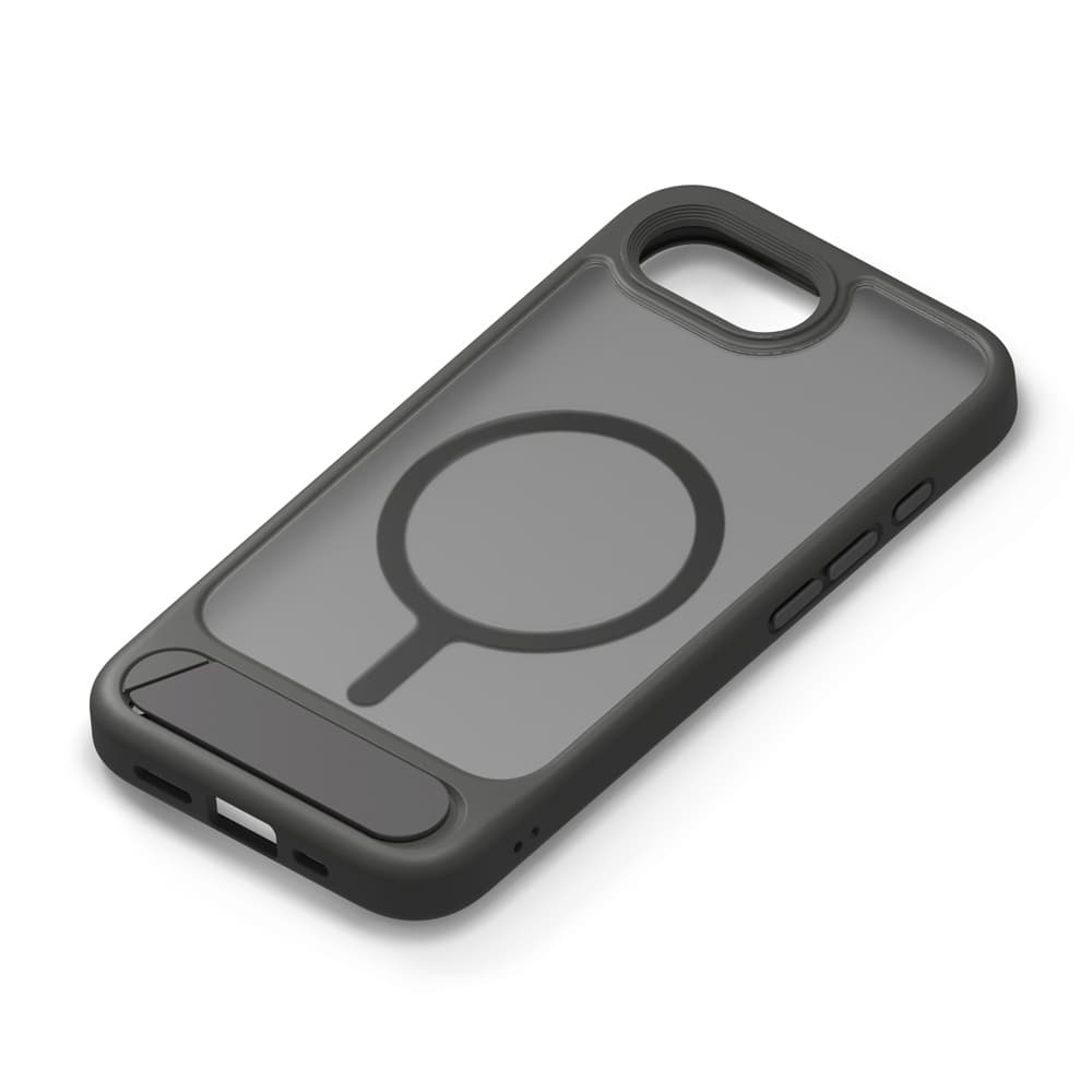 iPhone 16e用 MagSafe対応 スタンド付ハイブリッドケース　マットブラック