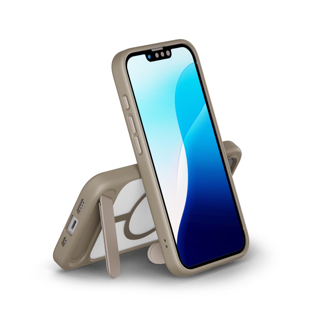 iPhone 16e用 MagSafe対応 スタンド付ハイブリッドケース　マットネイビー（スタンド）