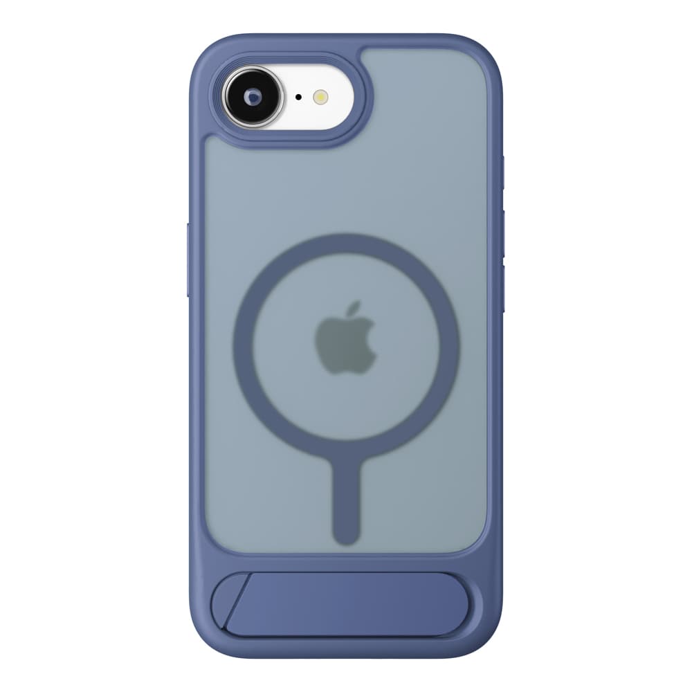 iPhone 16e用 MagSafe対応 スタンド付ハイブリッドケース　マットネイビー（背面）