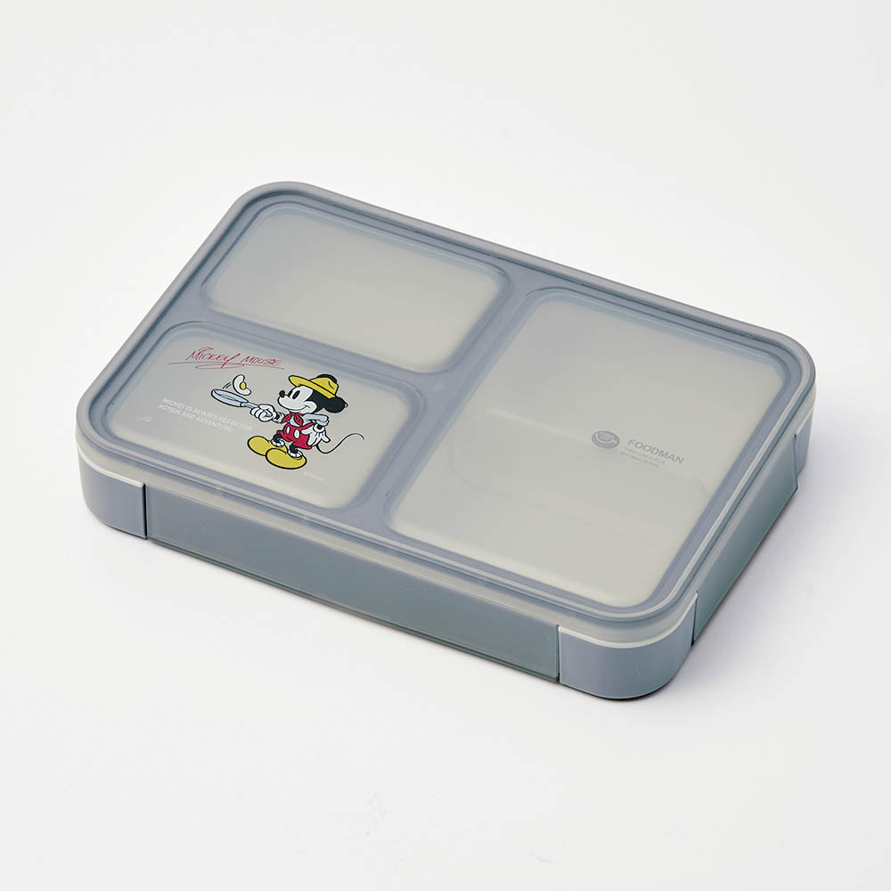 汁漏れしにくく洗いやすい薄型弁当箱<600ml> ミッキー
