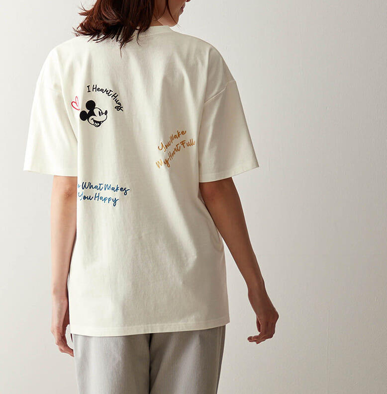 刺繍カットソーチュニック ミッキー バックスタイル