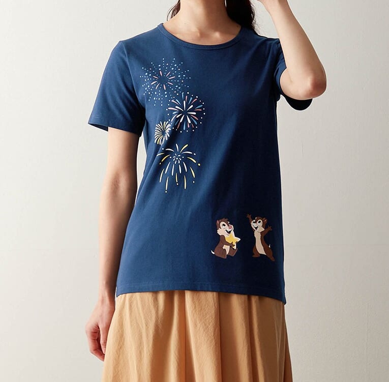 身生地綿100％プリントＴシャツ　チップ＆デール