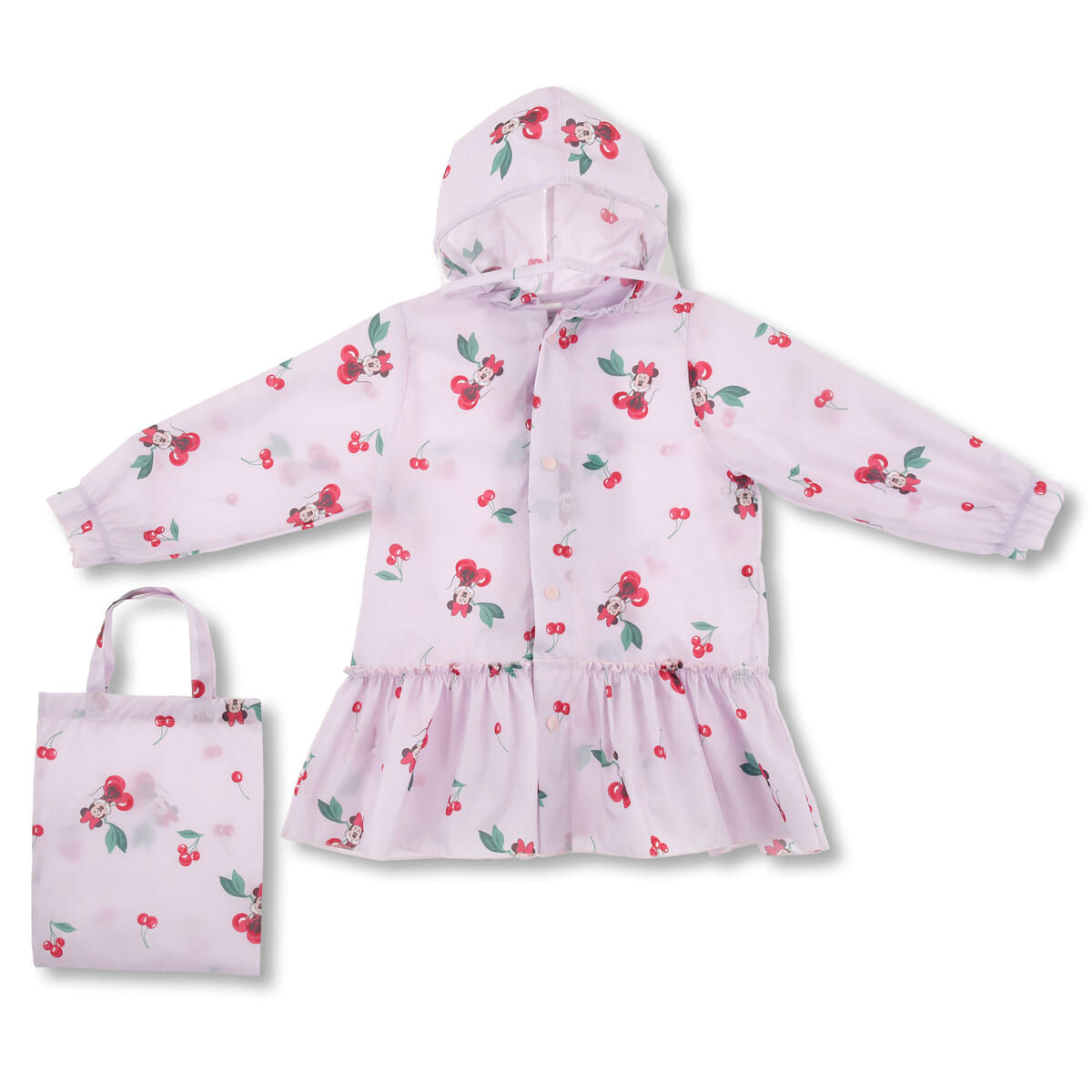 【キッズ用】ミニー キッズ用レインコート リフレクター バッグ入り Cherry RAINY DAY