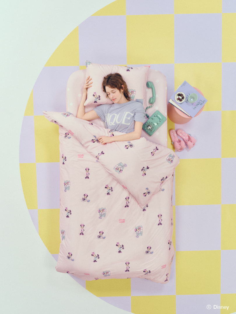 ピローケース&掛け布団カバー「Minnieプリント2点セット（シングル）」