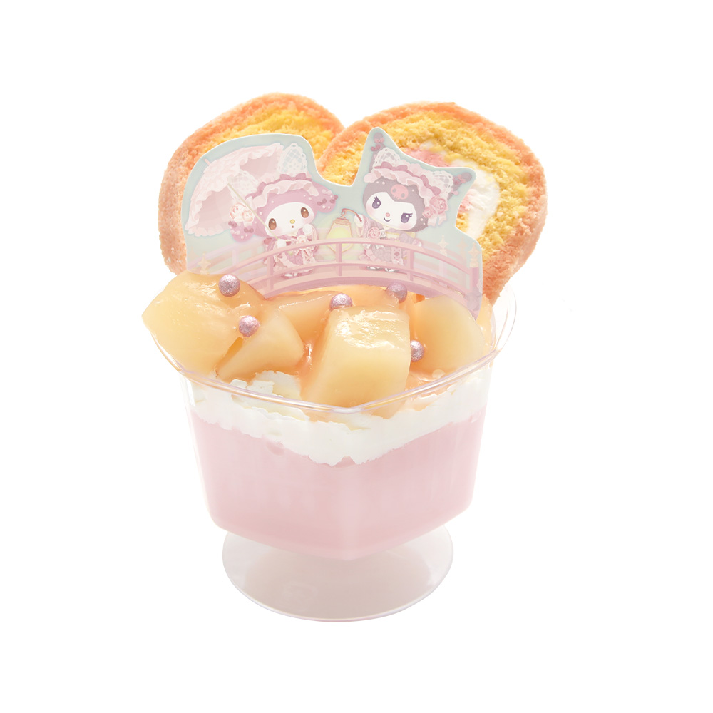 マイメロディ＆クロミのももといちごのミルキープリンパフェ