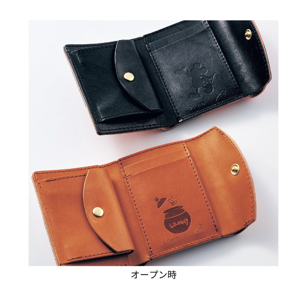 栃木レザー製牛革の3つ折りミニウォレット 内側デザイン