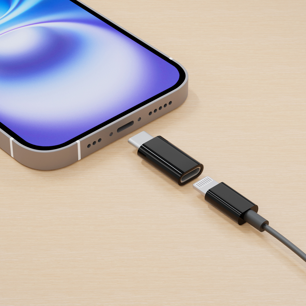 Lightning USB Type-C変換アダプタ　ブラック　使用イメージ