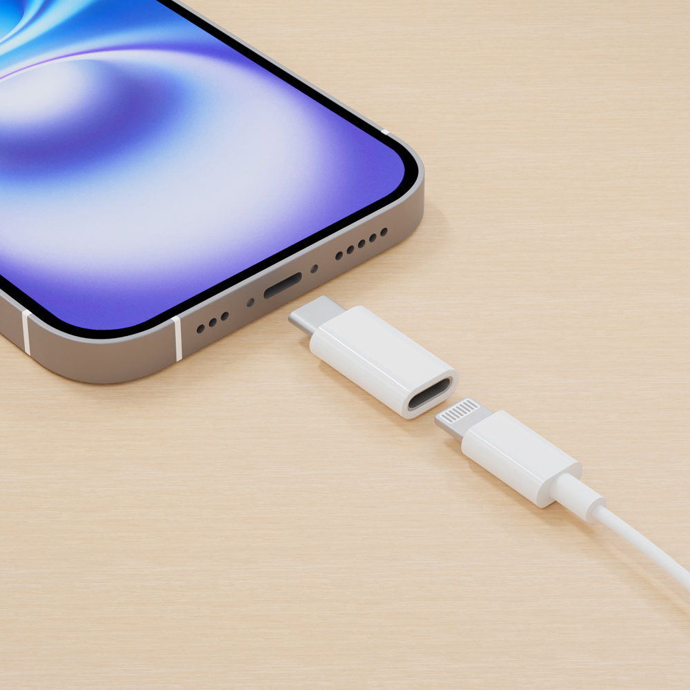 Lightning USB Type-C変換アダプタ　ホワイト　使用イメージ