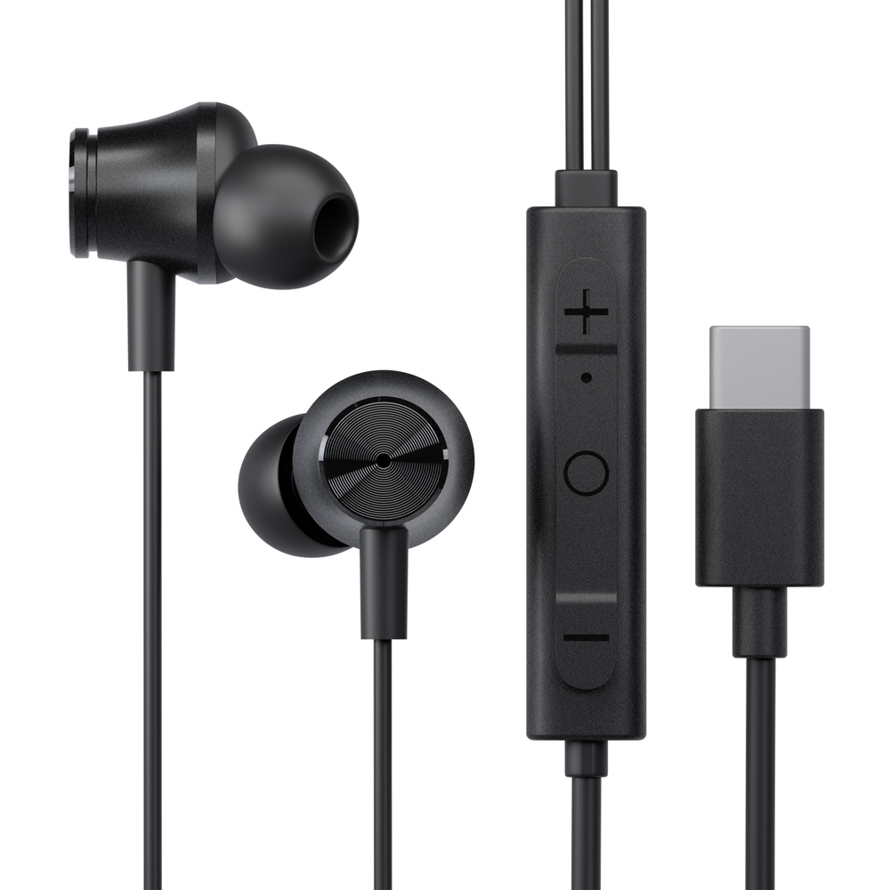 アクティブノイズキャンセリング搭載 ステレオイヤホン（ブラック）形状