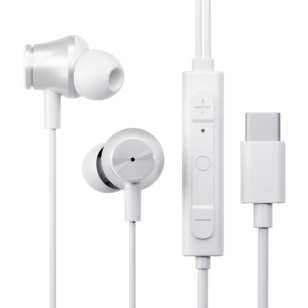 アクティブノイズキャンセリング搭載 ステレオイヤホン（ホワイト）形状