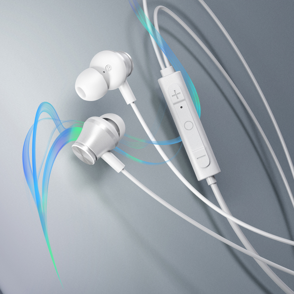 アクティブノイズキャンセリング搭載 ステレオイヤホン（ホワイト）